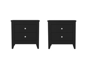 English Elm Arial Wenge Finish Bedside Nightstand Pair with Two Drawers for Modern Bedroom B128S00284