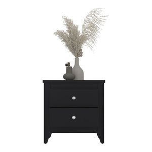 English Elm Arial Wenge Finish Bedside Nightstand Pair with Two Drawers for Modern Bedroom B128S00284