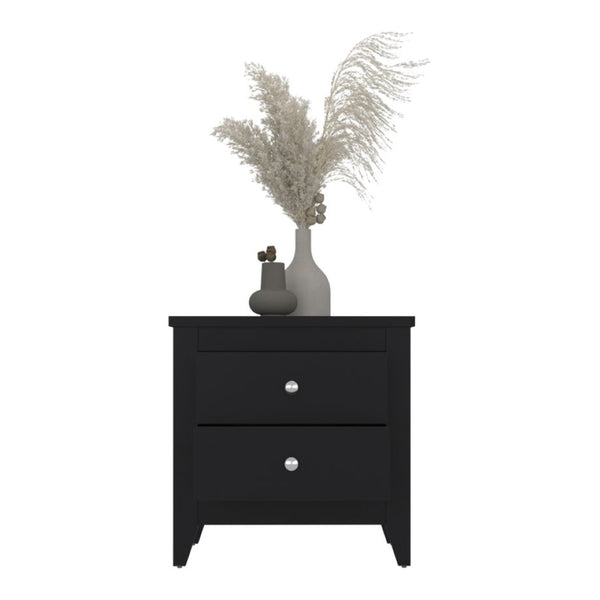 English Elm Arial Wenge Finish Bedside Nightstand Pair with Two Drawers for Modern Bedroom B128S00284