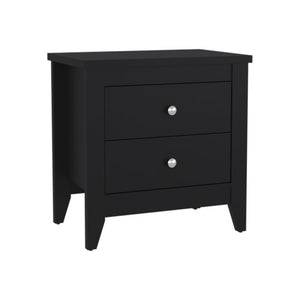 English Elm Arial Wenge Finish Bedside Nightstand Pair with Two Drawers for Modern Bedroom B128S00284