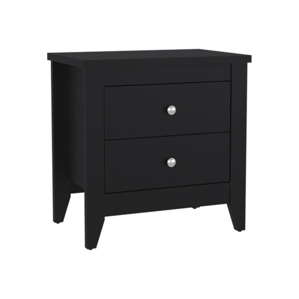 English Elm Arial Wenge Finish Bedside Nightstand Pair with Two Drawers for Modern Bedroom B128S00284