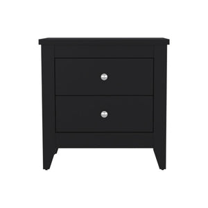English Elm Arial Wenge Finish Bedside Nightstand Pair with Two Drawers for Modern Bedroom B128S00284