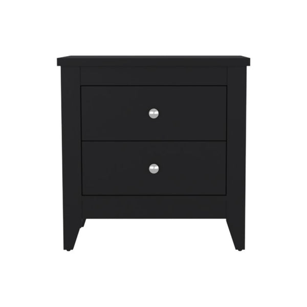 English Elm Arial Wenge Finish Bedside Nightstand Pair with Two Drawers for Modern Bedroom B128S00284