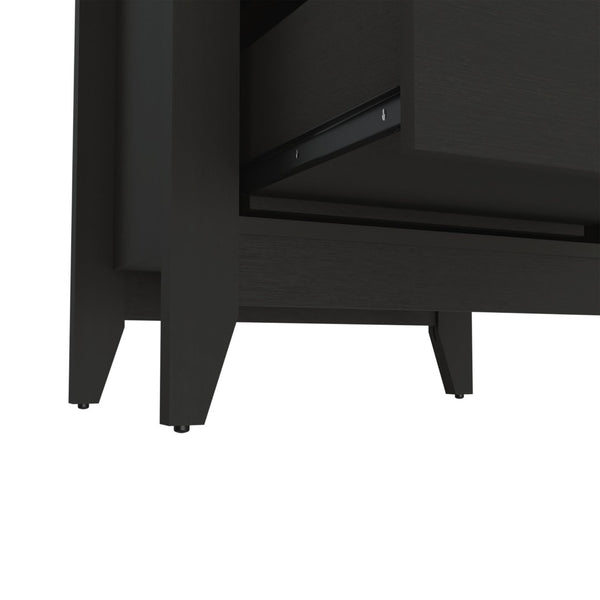 English Elm Arial Wenge Finish Bedside Nightstand Pair with Two Drawers for Modern Bedroom B128S00284
