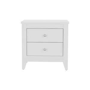English Elm Arial Pair of White Minimalist Nightstands with Dual Drawers for Modern Bedroom B128S00285