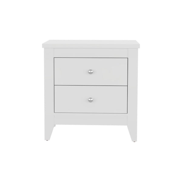 English Elm Arial Pair of White Minimalist Nightstands with Dual Drawers for Modern Bedroom B128S00285