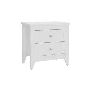 English Elm Arial Pair of White Minimalist Nightstands with Dual Drawers for Modern Bedroom B128S00285