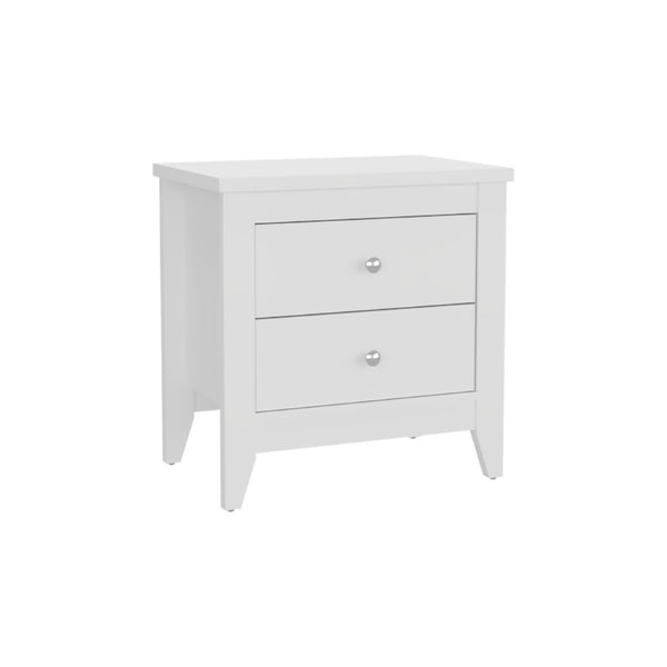 English Elm Arial Pair of White Minimalist Nightstands with Dual Drawers for Modern Bedroom B128S00285