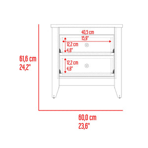 English Elm Arial Pair of White Minimalist Nightstands with Dual Drawers for Modern Bedroom B128S00285
