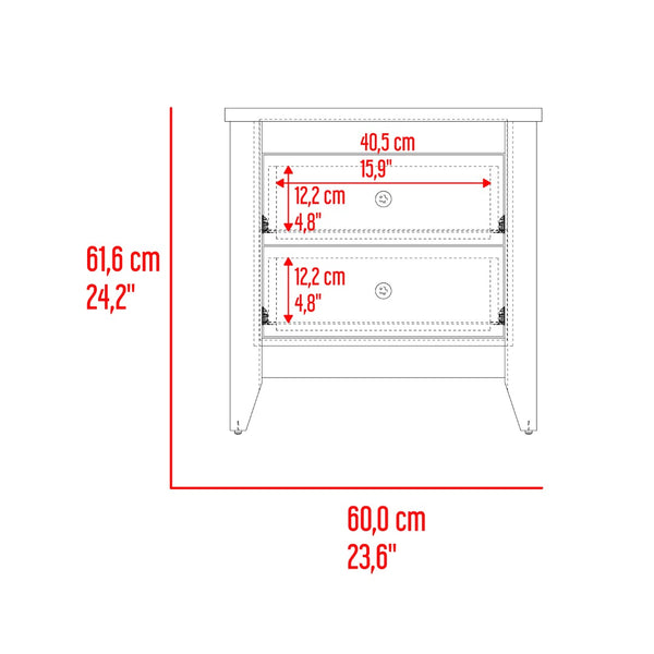 English Elm Arial Pair of White Minimalist Nightstands with Dual Drawers for Modern Bedroom B128S00285