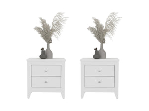 English Elm Arial Pair of White Minimalist Nightstands with Dual Drawers for Modern Bedroom B128S00285