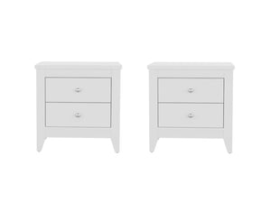 English Elm Arial Pair of White Minimalist Nightstands with Dual Drawers for Modern Bedroom B128S00285