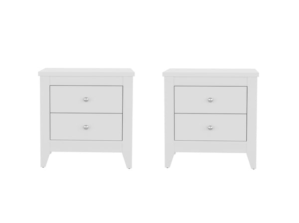 English Elm Arial Pair of White Minimalist Nightstands with Dual Drawers for Modern Bedroom B128S00285