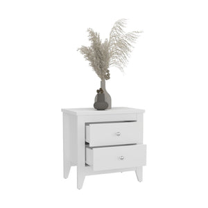 English Elm Arial Pair of White Minimalist Nightstands with Dual Drawers for Modern Bedroom B128S00285