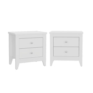 English Elm Arial Pair of White Minimalist Nightstands with Dual Drawers for Modern Bedroom B128S00285