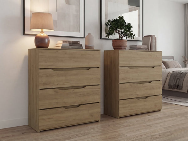 English Elm Arcadia Paired Oak Finish Dressers Minimalist Bedroom Storage for Contemporary Spaces B128S00286
