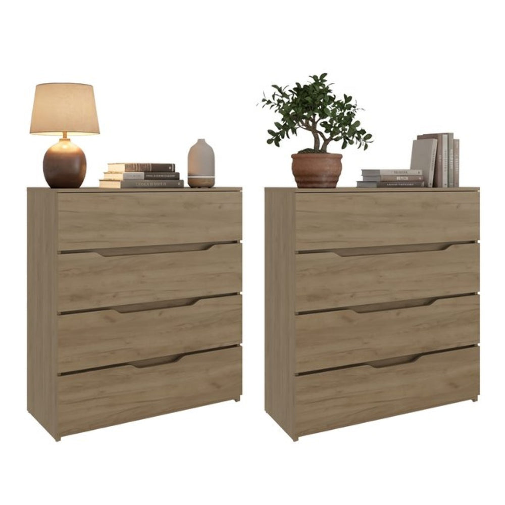 English Elm Arcadia Paired Oak Finish Dressers Minimalist Bedroom Storage for Contemporary Spaces B128S00286