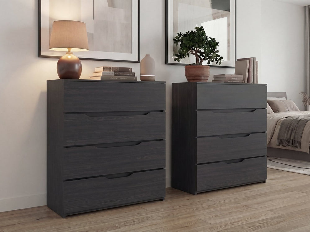 English Elm Arcadiaset of 2 Wenge Finish Dressers Modern Minimalist Bedroom Storage Pair B128S00287