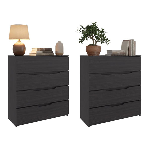 English Elm Arcadiaset of 2 Wenge Finish Dressers Modern Minimalist Bedroom Storage Pair B128S00287