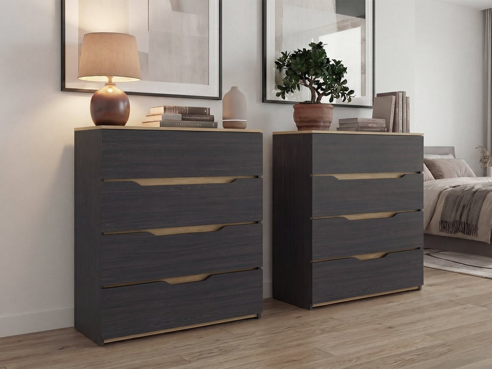 English Elm Arcadia Two-Tone Wenge Oak Compact Dresser Set for Scandinavian Bedroom Storage B128S00288