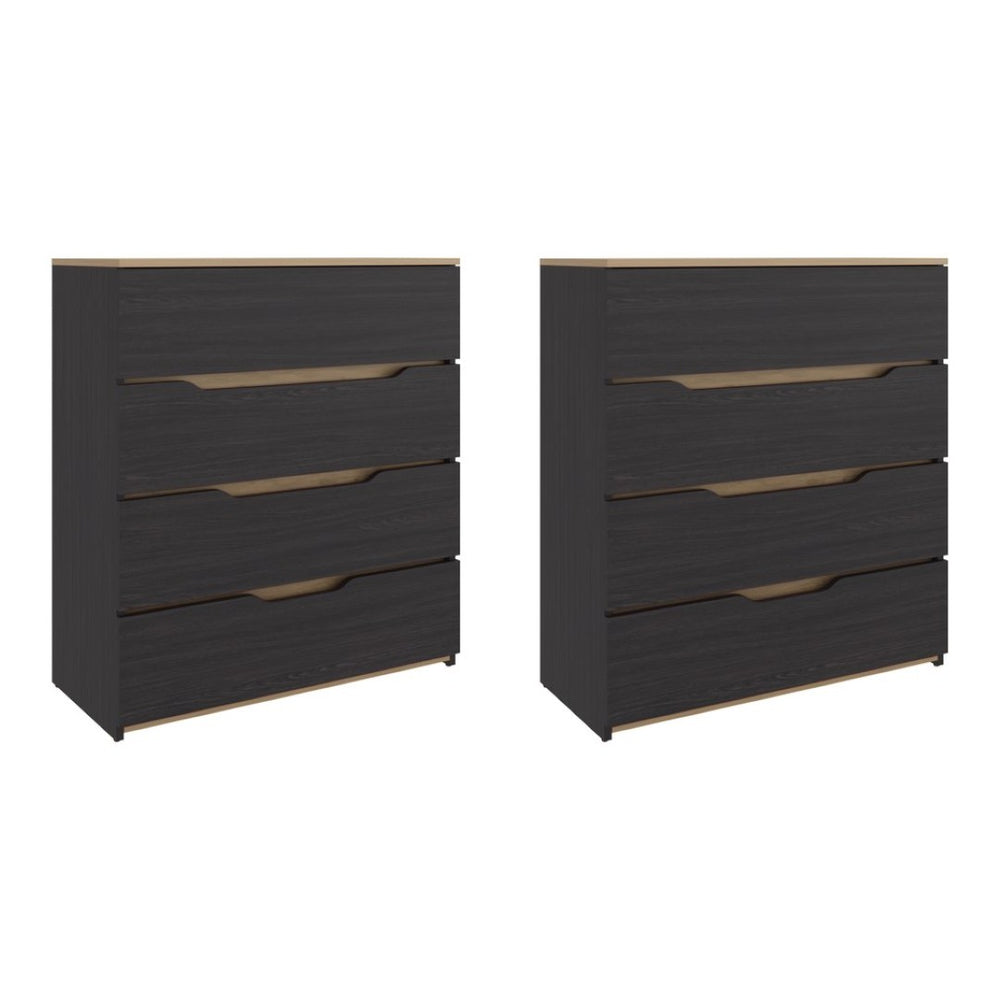English Elm Arcadia Two-Tone Wenge Oak Compact Dresser Set for Scandinavian Bedroom Storage B128S00288