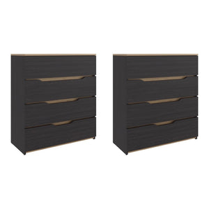 English Elm Arcadia Two-Tone Wenge Oak Compact Dresser Set for Scandinavian Bedroom Storage B128S00288