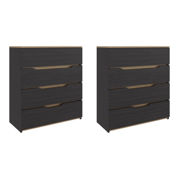 English Elm Arcadia Two-Tone Wenge Oak Compact Dresser Set for Scandinavian Bedroom Storage B128S00288