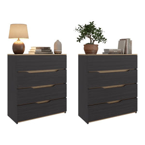 English Elm Arcadia Two-Tone Wenge Oak Compact Dresser Set for Scandinavian Bedroom Storage B128S00288