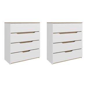 English Elm Arcadia Matching Pair of Matte White Dressers Slim Minimalist Bedroom Storage Set B128S00289
