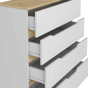 English Elm Arcadia Matching Pair of Matte White Dressers Slim Minimalist Bedroom Storage Set B128S00289