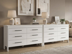 English Elm Anson Six Drawer White Dresser Pair with Matte Black Hardware for Modern Bedrooms B128S00290