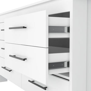 English Elm Anson Six Drawer White Dresser Pair with Matte Black Hardware for Modern Bedrooms B128S00290