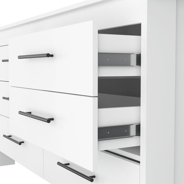 English Elm Anson Six Drawer White Dresser Pair with Matte Black Hardware for Modern Bedrooms B128S00290