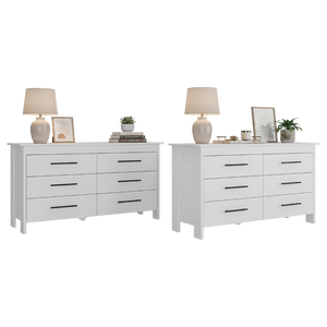 English Elm Anson Six Drawer White Dresser Pair with Matte Black Hardware for Modern Bedrooms B128S00290