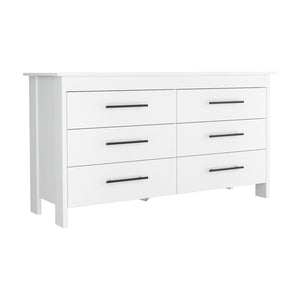English Elm Anson Six Drawer White Dresser Pair with Matte Black Hardware for Modern Bedrooms B128S00290