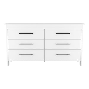 English Elm Anson Six Drawer White Dresser Pair with Matte Black Hardware for Modern Bedrooms B128S00290