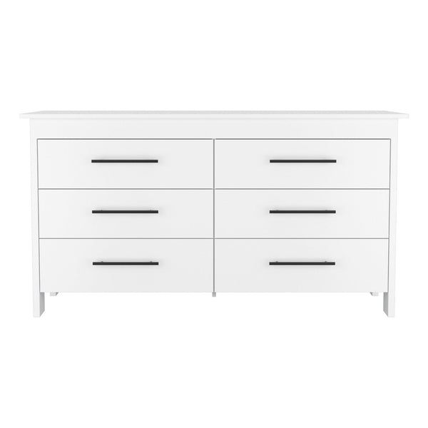 English Elm Anson Six Drawer White Dresser Pair with Matte Black Hardware for Modern Bedrooms B128S00290