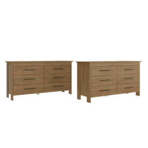English Elm Anson Six Drawer Dresser Pair with Matte Black Hardware for Contemporary Bedrooms B128S00291