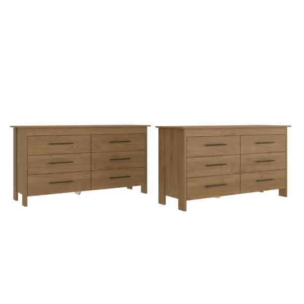 English Elm Anson Six Drawer Dresser Pair with Matte Black Hardware for Contemporary Bedrooms B128S00291