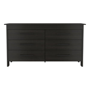 English Elm Anson Six Drawer Wenge Dresser Duo Modern Bedroom Storage with Sleek Black Hardware B128S00292