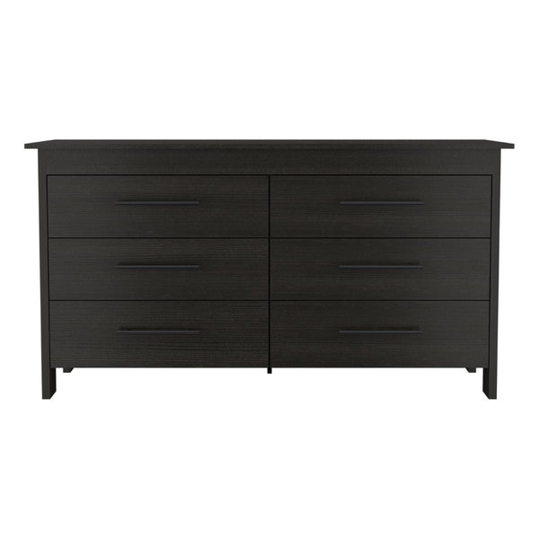 English Elm Anson Six Drawer Wenge Dresser Duo Modern Bedroom Storage with Sleek Black Hardware B128S00292