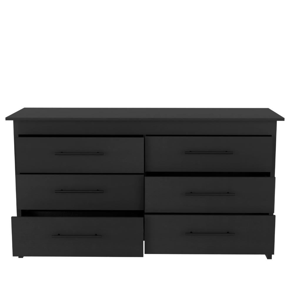 English Elm Anson Six Drawer Wenge Dresser Duo Modern Bedroom Storage with Sleek Black Hardware B128S00292