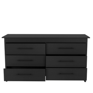 English Elm Anson Six Drawer Wenge Dresser Duo Modern Bedroom Storage with Sleek Black Hardware B128S00292