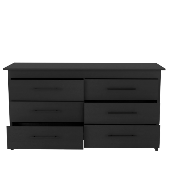 English Elm Anson Six Drawer Wenge Dresser Duo Modern Bedroom Storage with Sleek Black Hardware B128S00292