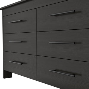 English Elm Anson Six Drawer Wenge Dresser Duo Modern Bedroom Storage with Sleek Black Hardware B128S00292