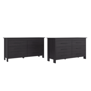 English Elm Anson Six Drawer Wenge Dresser Duo Modern Bedroom Storage with Sleek Black Hardware B128S00292