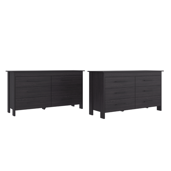 English Elm Anson Six Drawer Wenge Dresser Duo Modern Bedroom Storage with Sleek Black Hardware B128S00292