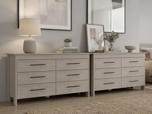 English Elm Anson 6 Drawer Dresser Duo Contemporary Low Profile Storage with Matte Black Hardware B128S00293