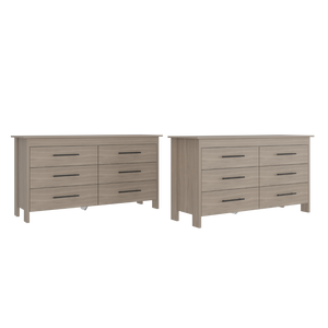 English Elm Anson 6 Drawer Dresser Duo Contemporary Low Profile Storage with Matte Black Hardware B128S00293