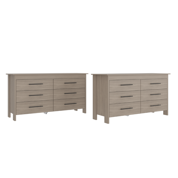 English Elm Anson 6 Drawer Dresser Duo Contemporary Low Profile Storage with Matte Black Hardware B128S00293
